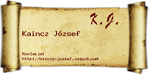Kaincz József névjegykártya